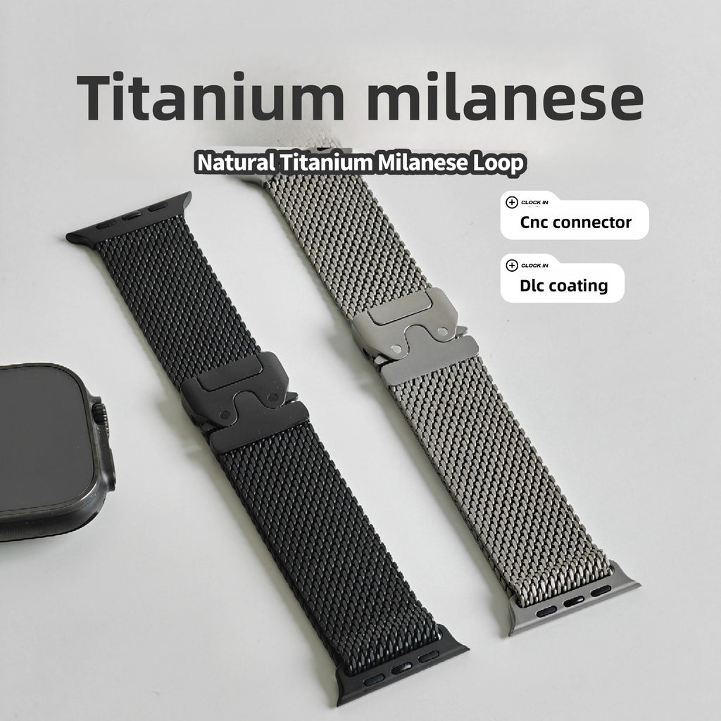 Titanium Milanese silicone watch strap, Suitable for Apple Watch Ultra2/3