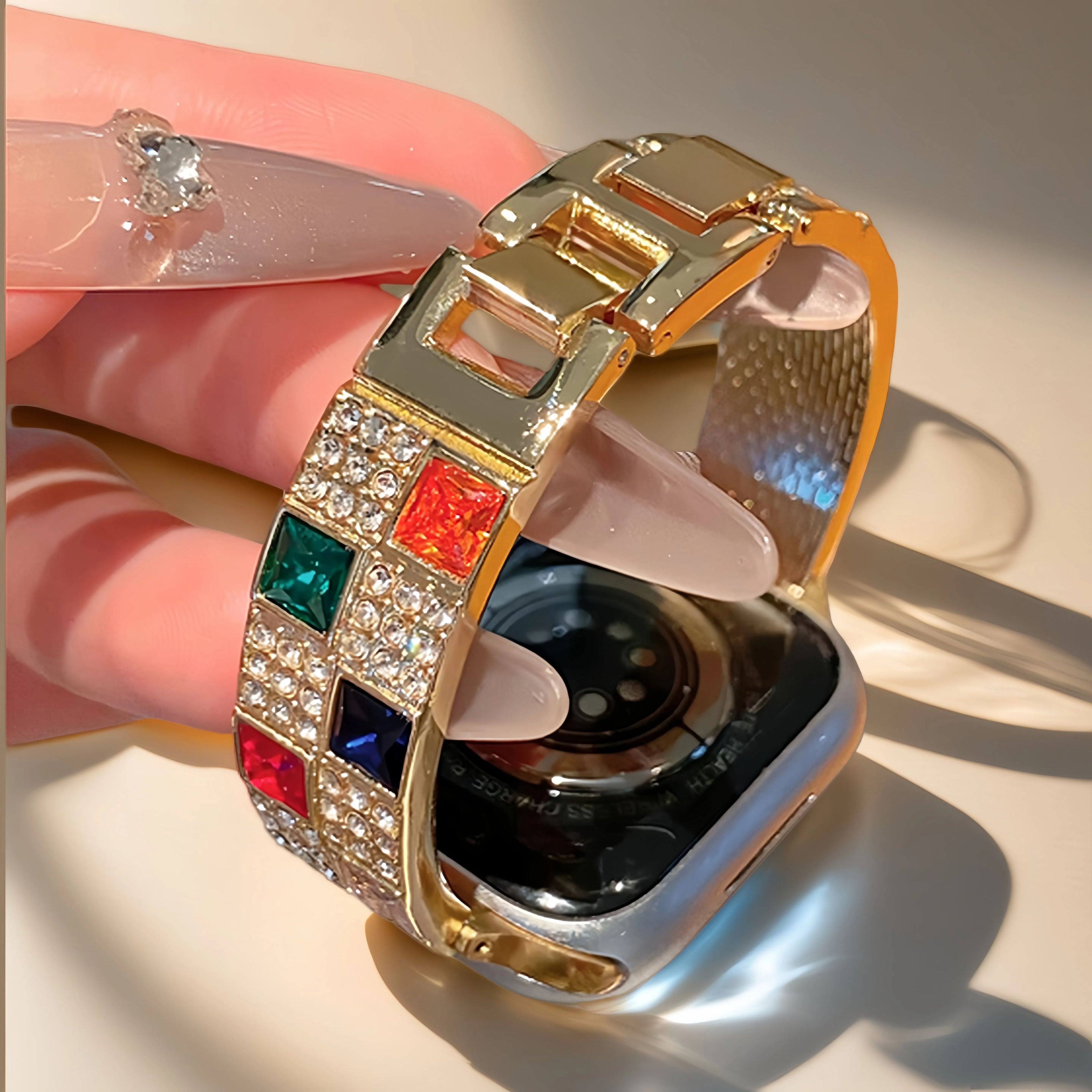 Metal colored diamond bracelet-style watch bands【Suitable for all models of Apple Watch】
