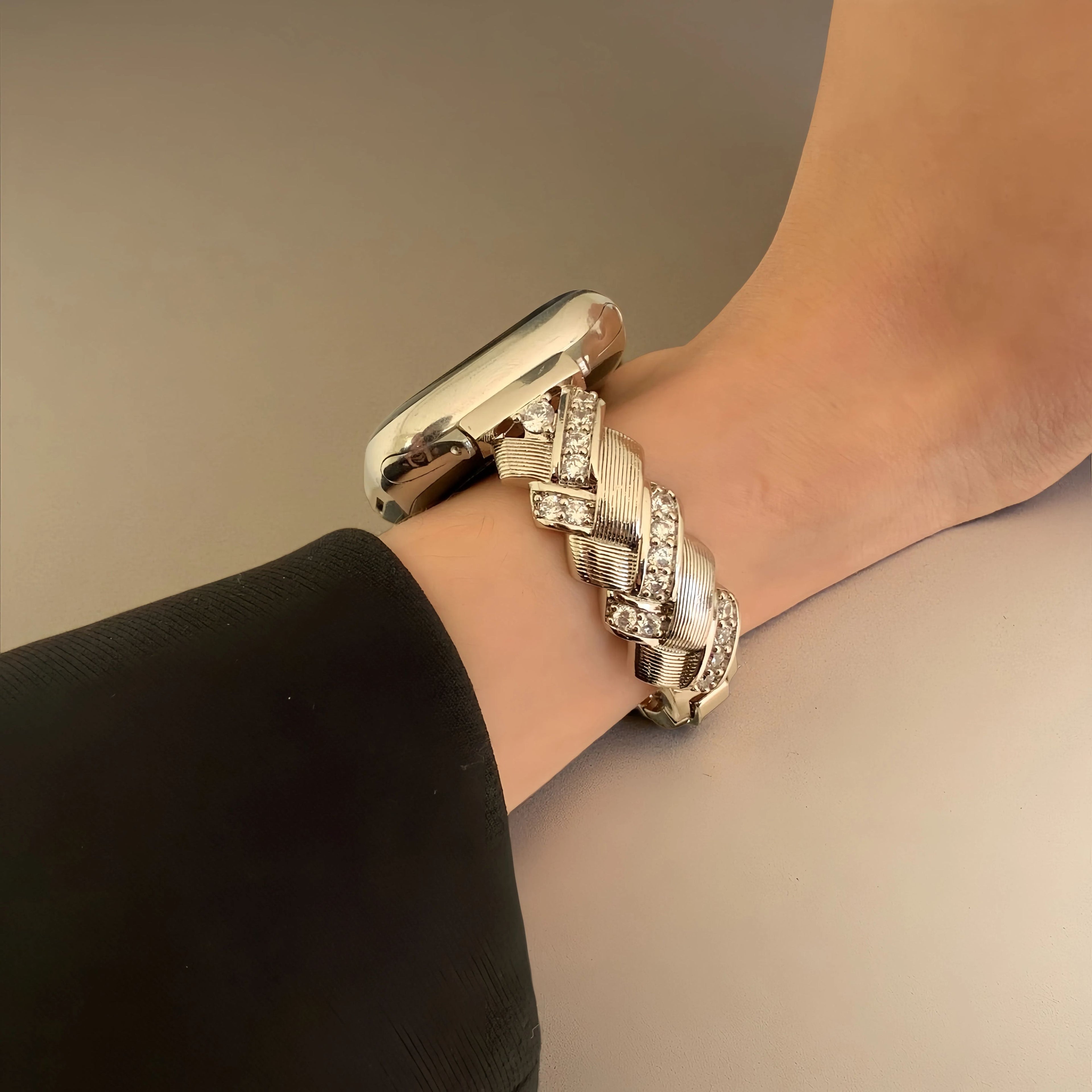 Wheat grain metallic effect watch strap,Suitable for Apple Watch