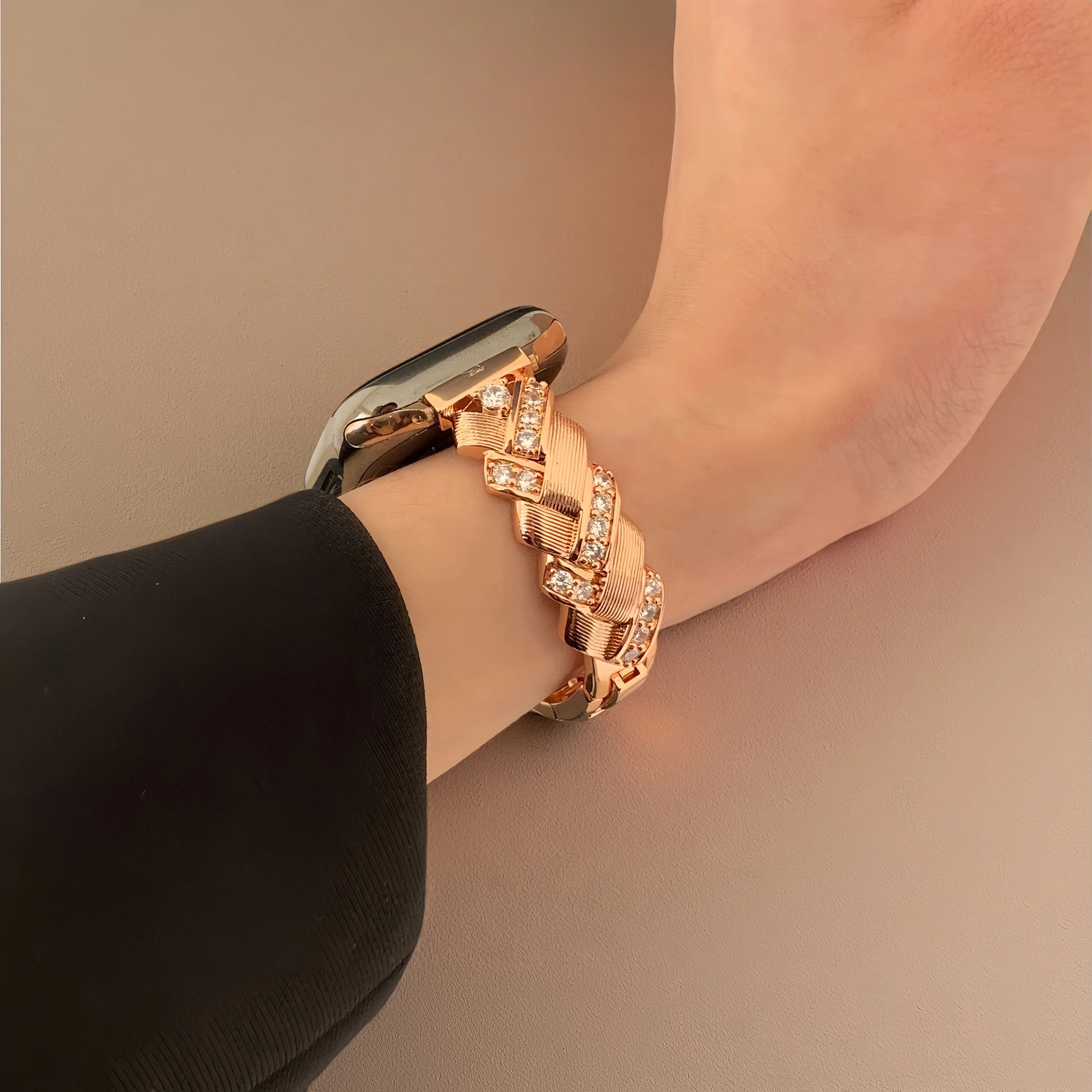 Wheat grain metallic effect watch strap,Suitable for Apple Watch