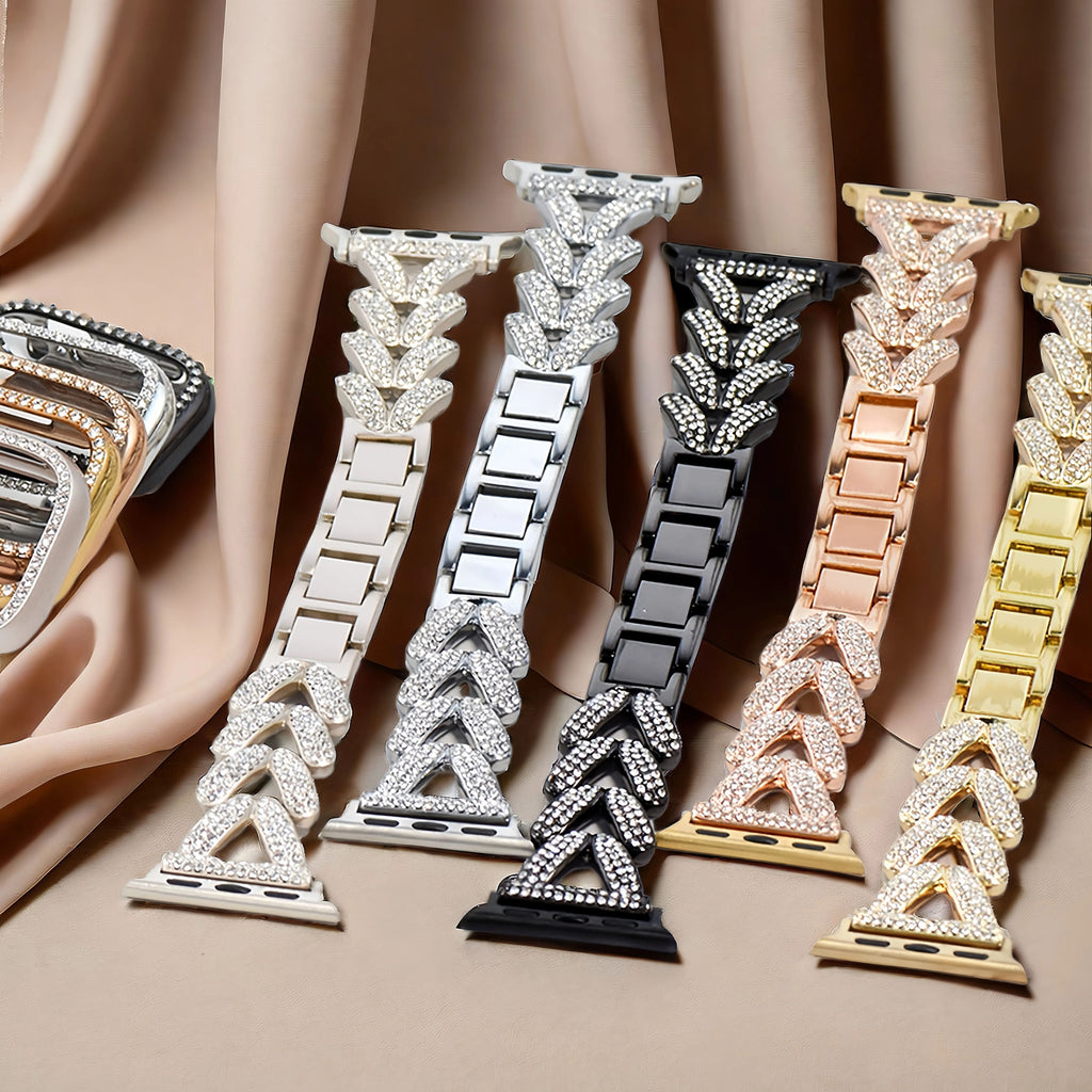 Metal with diamonds, creative and unique high-end slender watch strap, suitable for Apple Watch