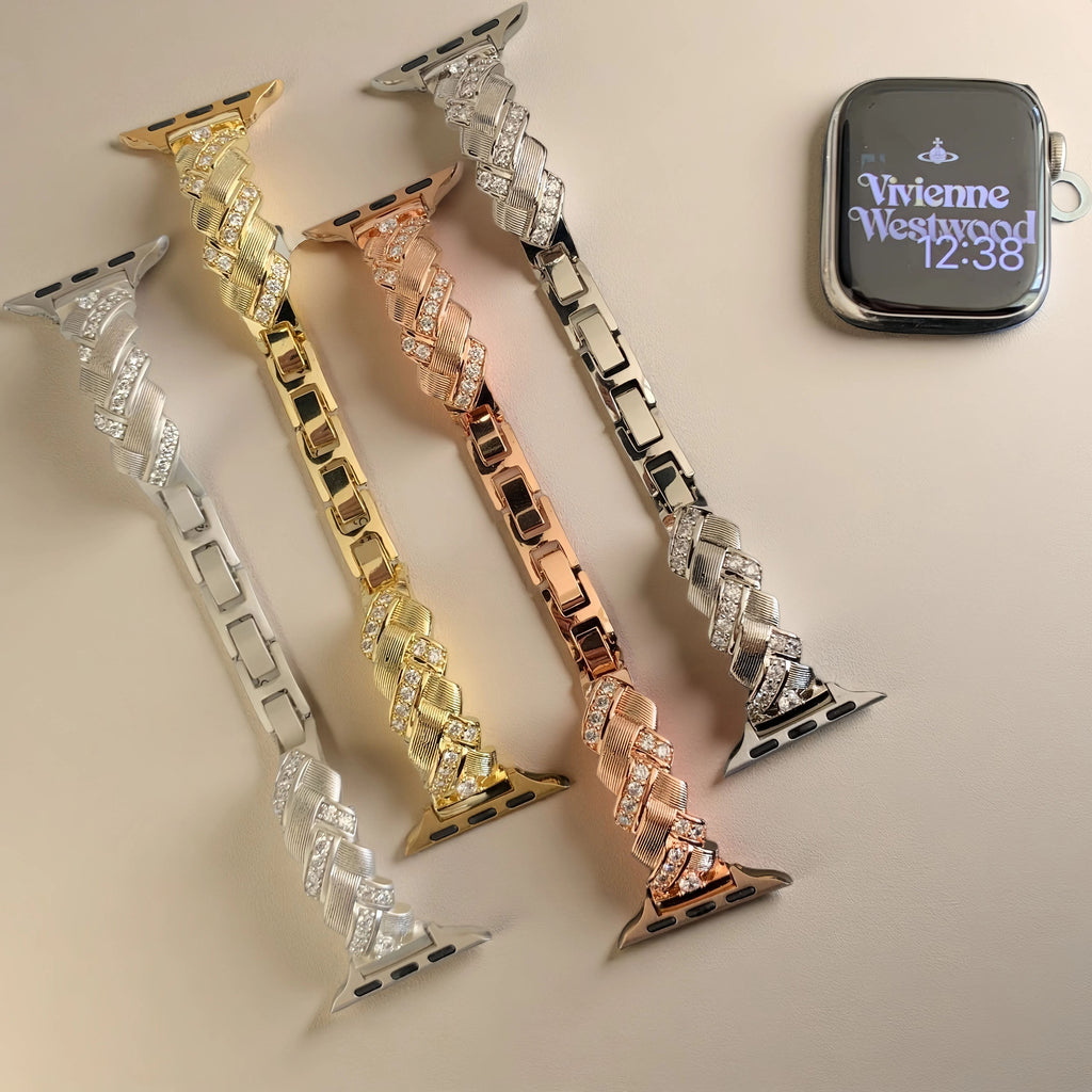 Wheat grain metallic effect watch strap,Suitable for Apple Watch