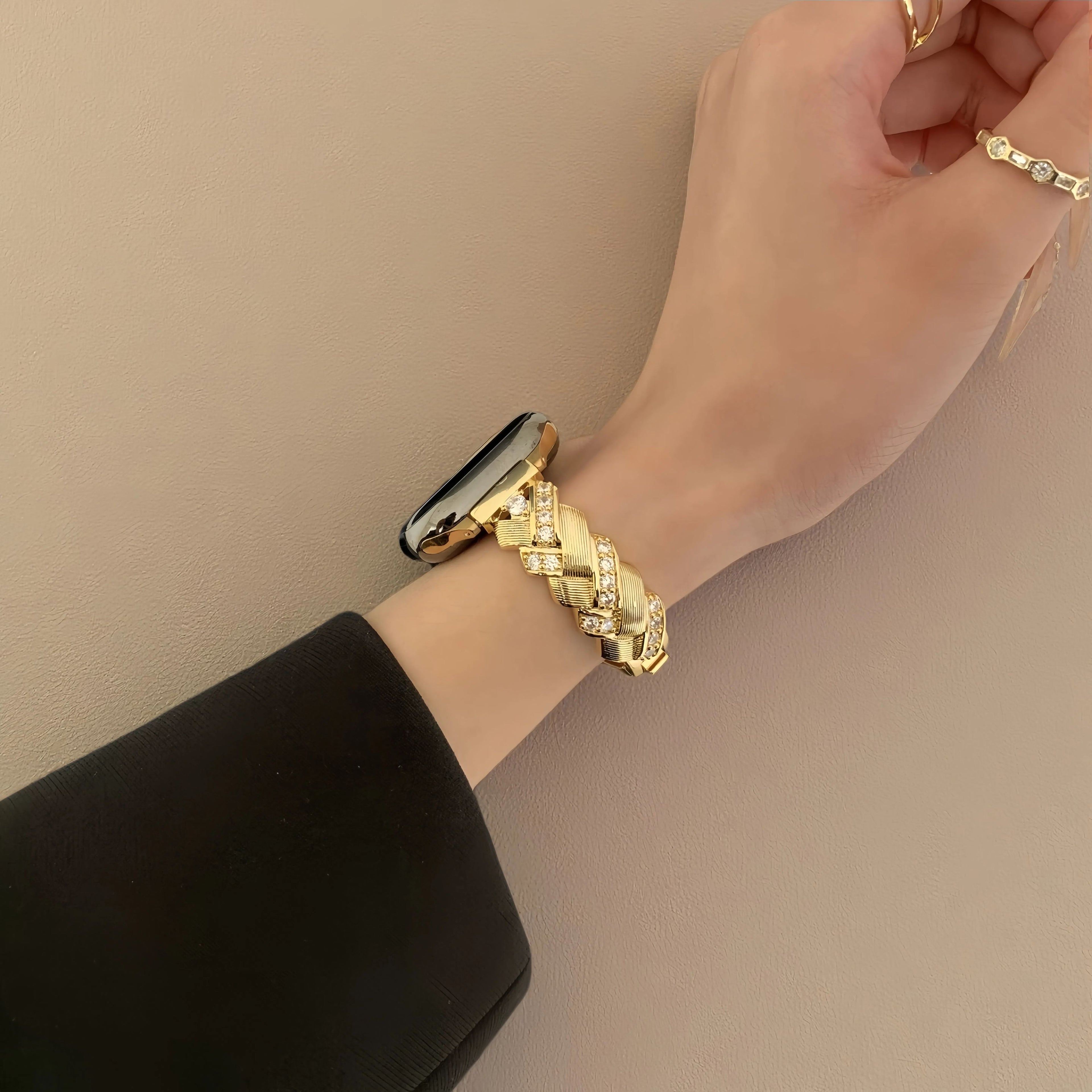 Wheat grain metallic effect watch strap,Suitable for Apple Watch