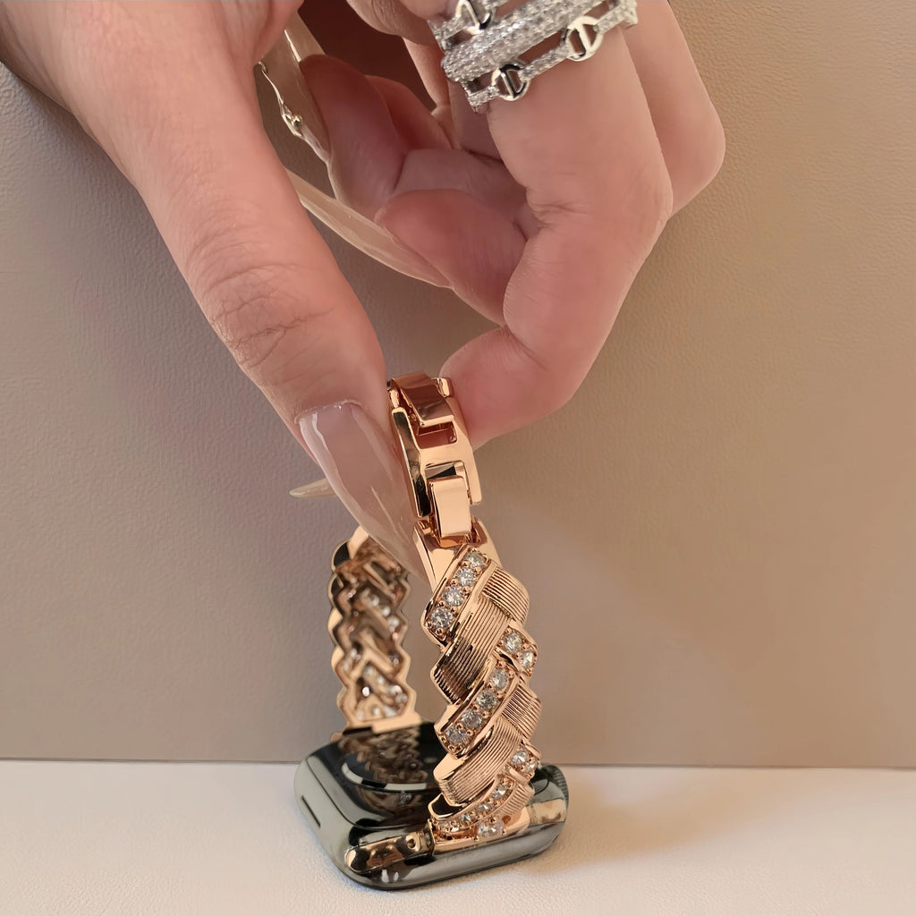 Wheat grain metallic effect watch strap,Suitable for Apple Watch