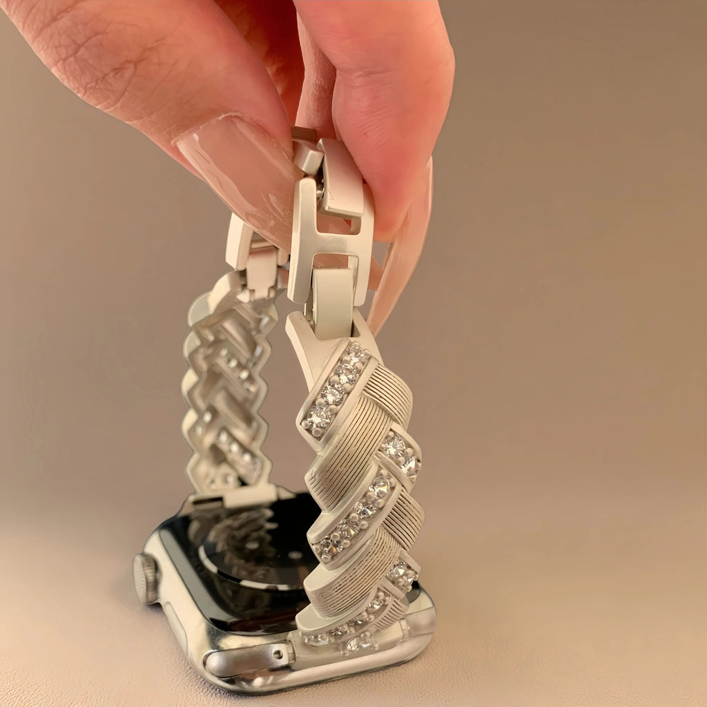 Wheat grain metallic effect watch strap,Suitable for Apple Watch