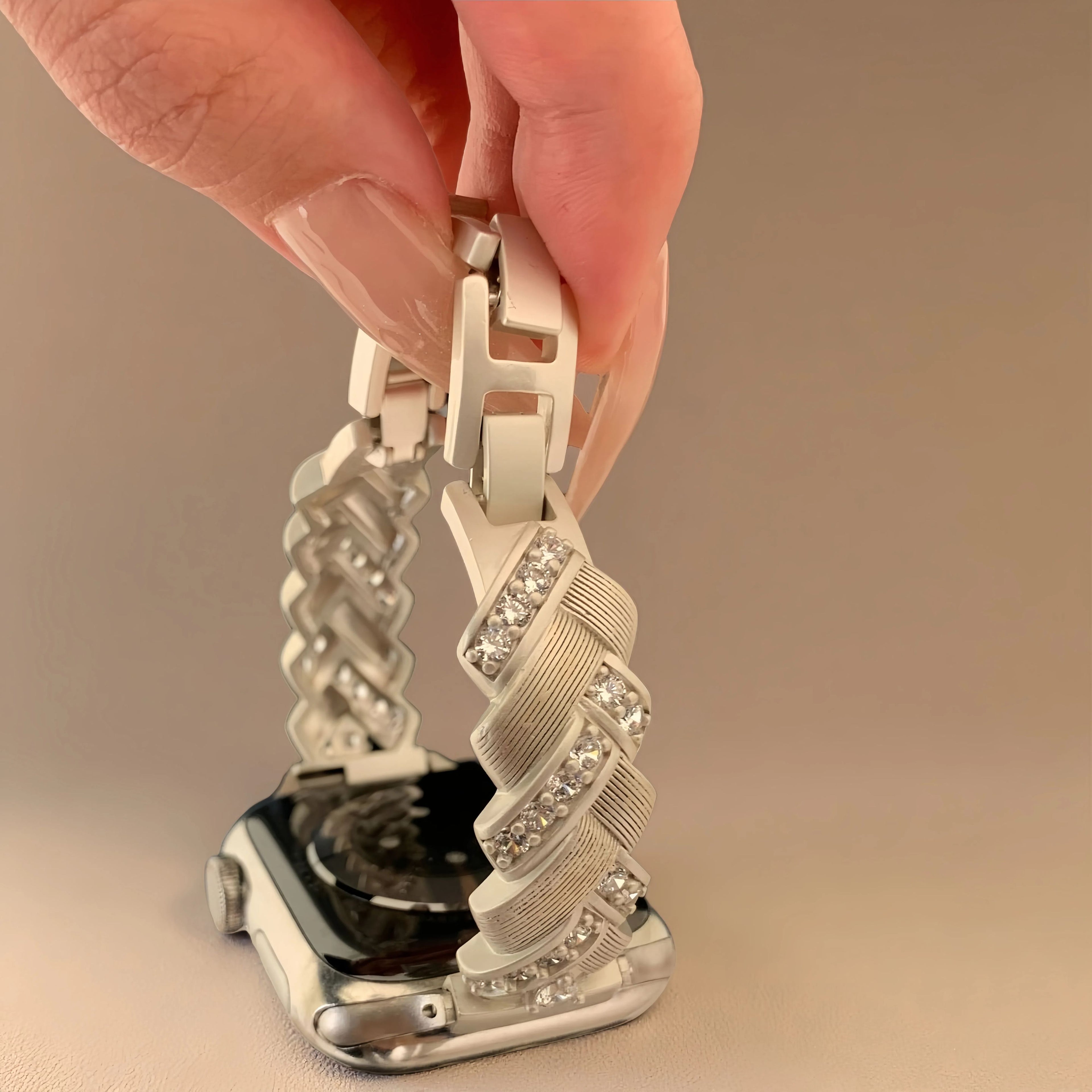 Wheat grain metallic effect watch strap,Suitable for Apple Watch