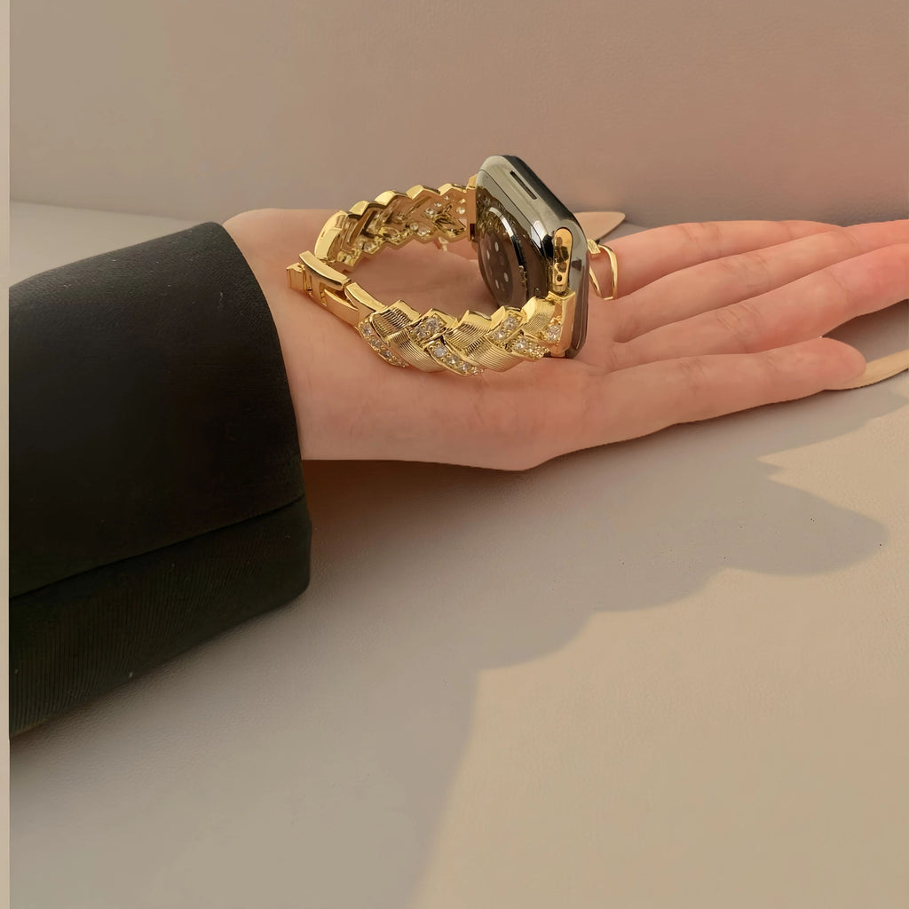 Wheat grain metallic effect watch strap,Suitable for Apple Watch