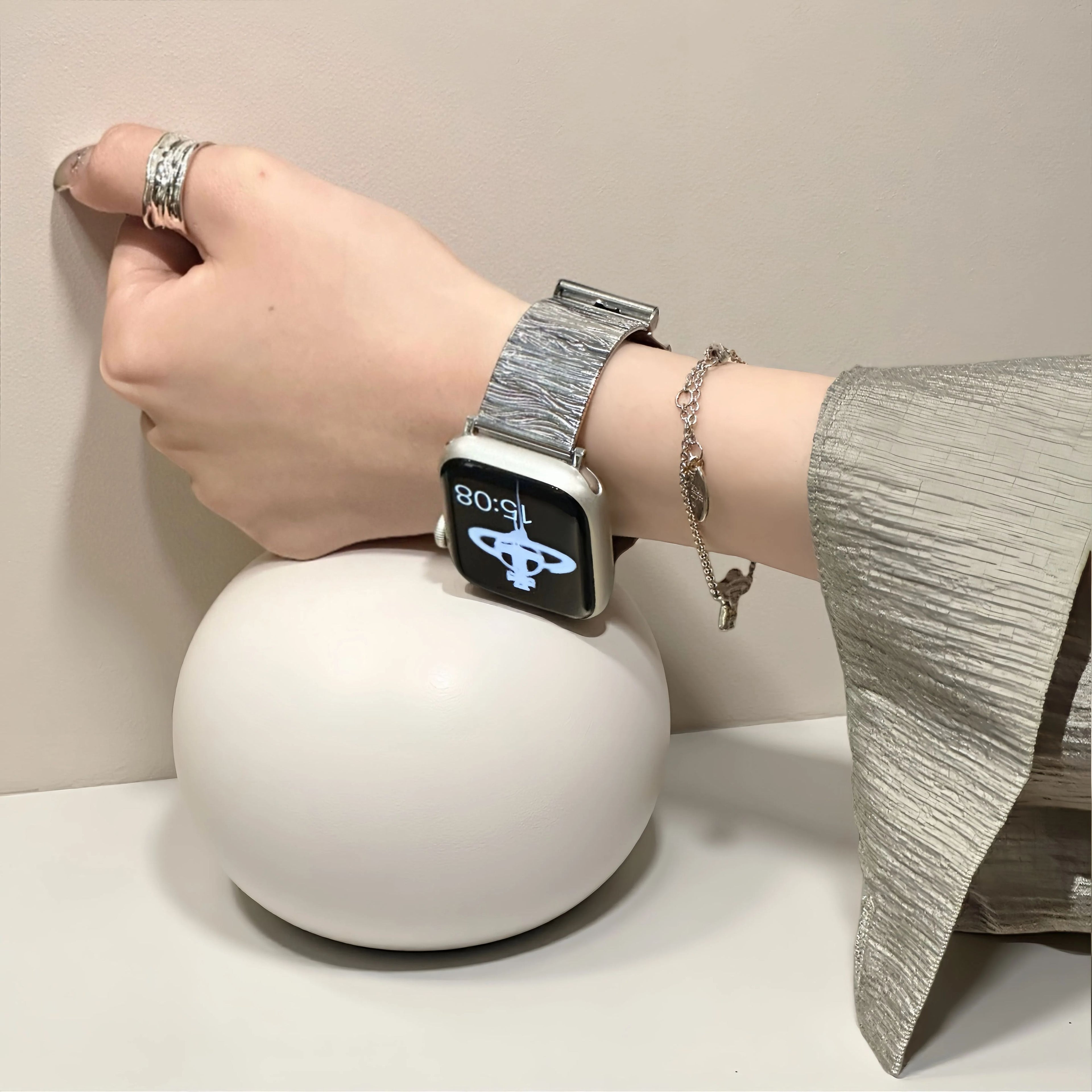 Specialty texture pattern stainless steel slim style watch bands for Apple Watch