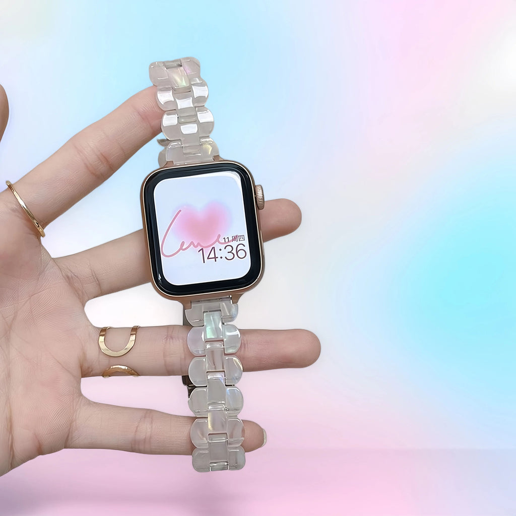 Resin women's rainbow watch strap, elegant and cute creative and fashionable sport accessory，suitable for Apple Watch