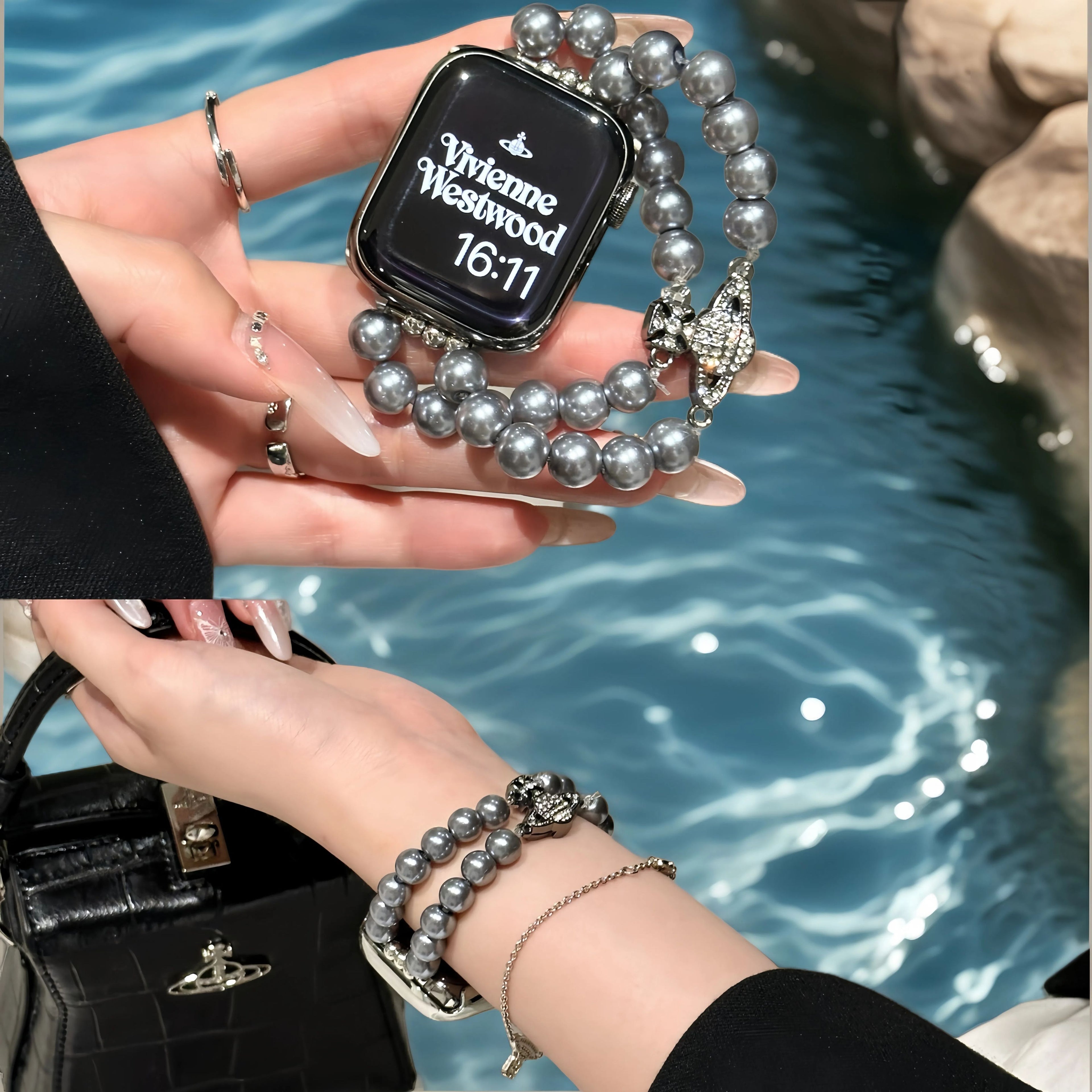 Pearl Saturn bracelet strap - suitable for Apple watches