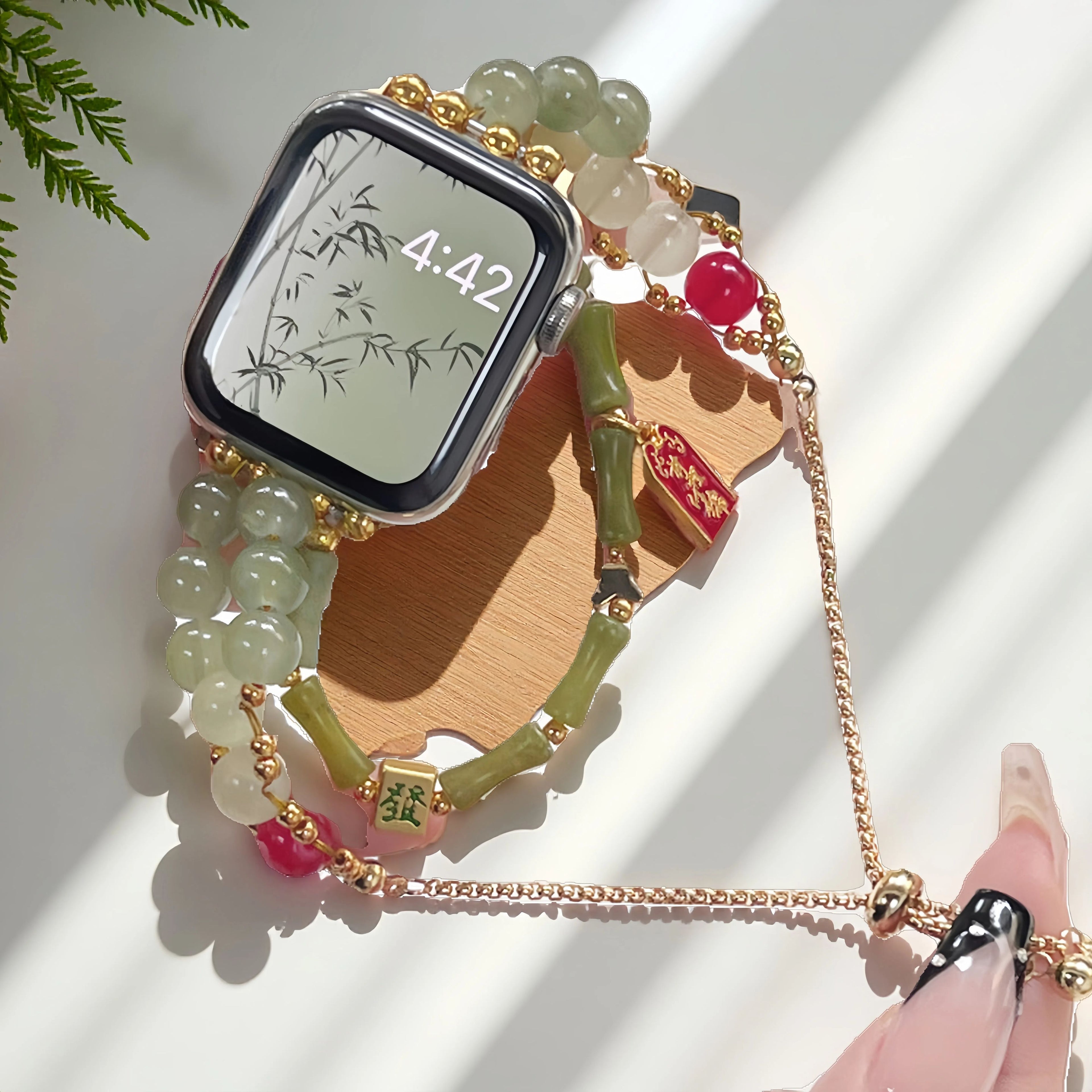 Chinese-style bamboo-joint Chinese-style watch strap, suitable for Apple Watch,Adjustable length