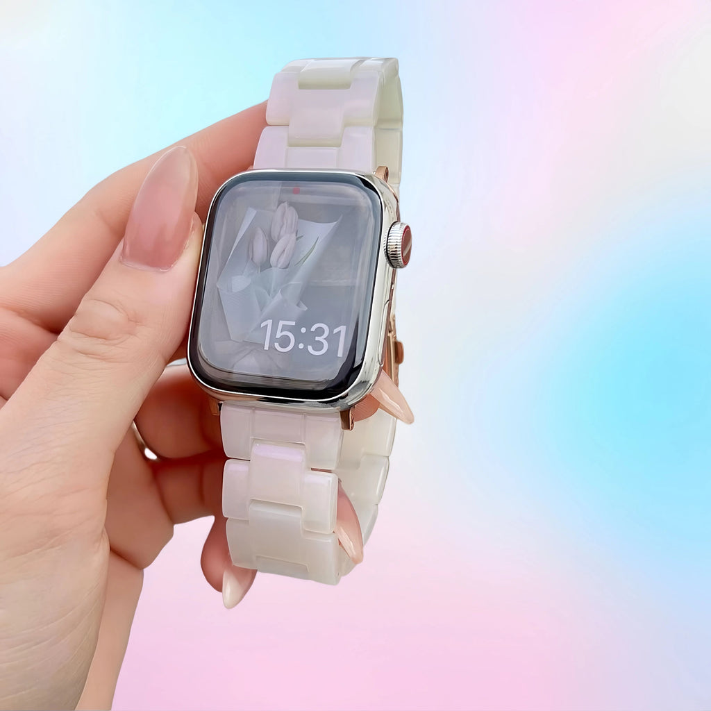 Resin women's rainbow watch strap, elegant and cute creative and fashionable sport accessory，suitable for Apple Watch